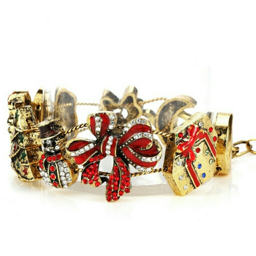 Vintage Holiday Christmas Slide/Charm Bracelet